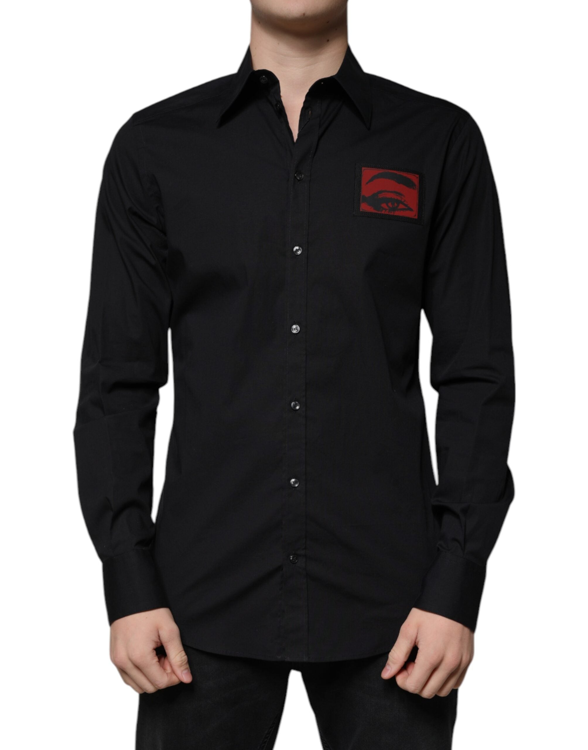 Dolce & Gabbana Black long-sleeved GOLD shirt with eye patch